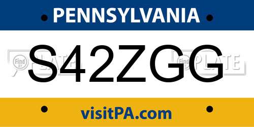 S42ZGG Pennsylvania License Plate