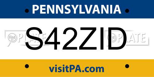 S42ZID Pennsylvania License Plate