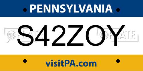 S42ZOY Pennsylvania License Plate