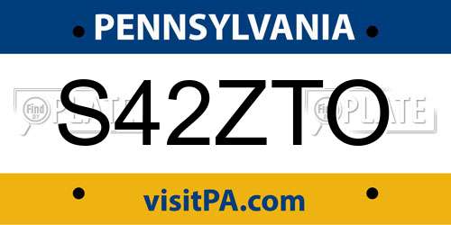 S42ZTO Pennsylvania License Plate