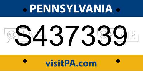 S437339 Pennsylvania License Plate
