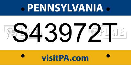 S43972T Pennsylvania License Plate