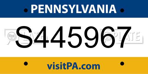 S445967 Pennsylvania License Plate