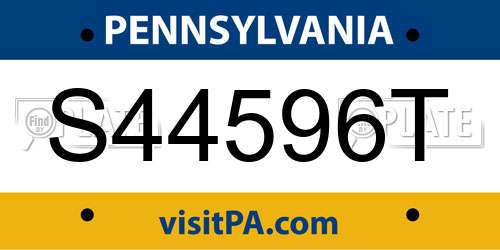 S44596T Pennsylvania License Plate