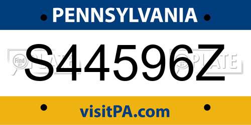 S44596Z Pennsylvania License Plate