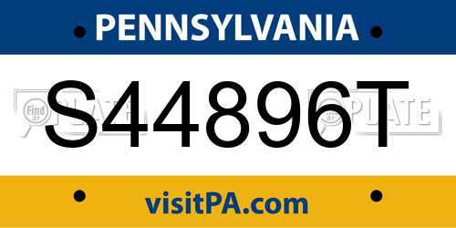S44896T Pennsylvania License Plate