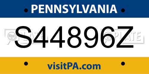 S44896Z Pennsylvania License Plate