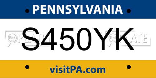 S450YK Pennsylvania License Plate