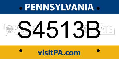 S4513B Pennsylvania License Plate