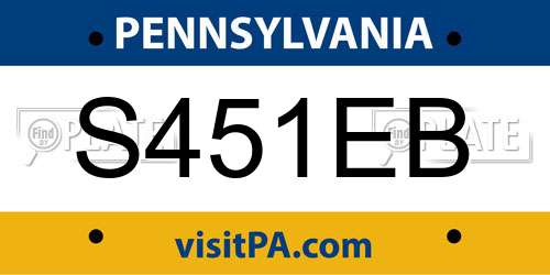 S451EB Pennsylvania License Plate
