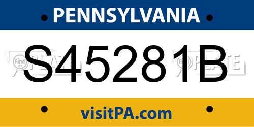 S45281B Pennsylvania License Plate