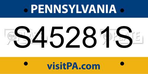 S45281S Pennsylvania License Plate
