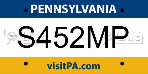 S452MP Pennsylvania License Plate