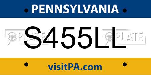 S455LL Pennsylvania License Plate