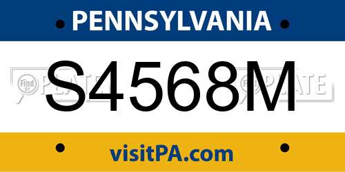 S4568M Pennsylvania License Plate
