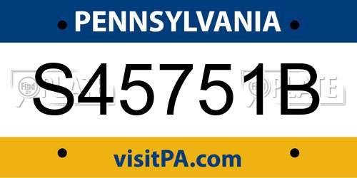 S45751B Pennsylvania License Plate