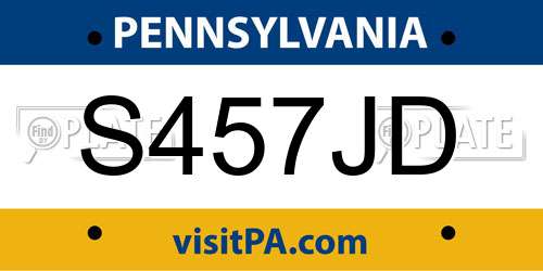 S457JD Pennsylvania License Plate