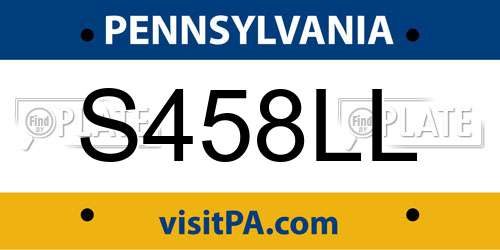 S458LL Pennsylvania License Plate