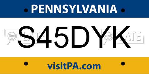 S45DYK Pennsylvania License Plate