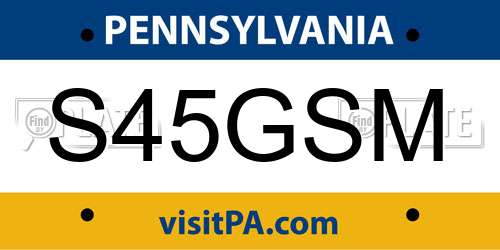 S45GSM Pennsylvania License Plate