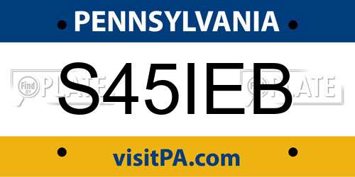 S45IEB Pennsylvania License Plate