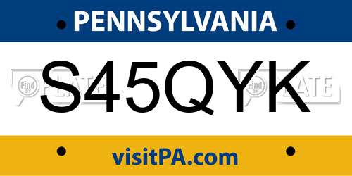 S45QYK Pennsylvania License Plate
