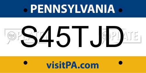 S45TJD Pennsylvania License Plate