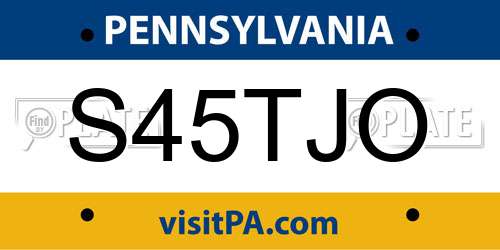 S45TJO Pennsylvania License Plate