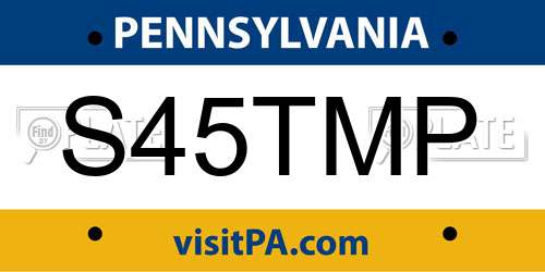 S45TMP Pennsylvania License Plate