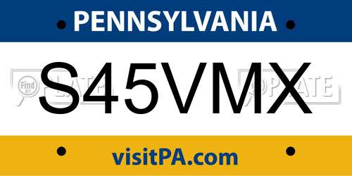 S45VMX Pennsylvania License Plate