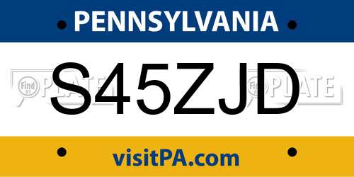S45ZJD Pennsylvania License Plate