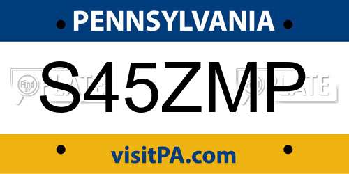 S45ZMP Pennsylvania License Plate