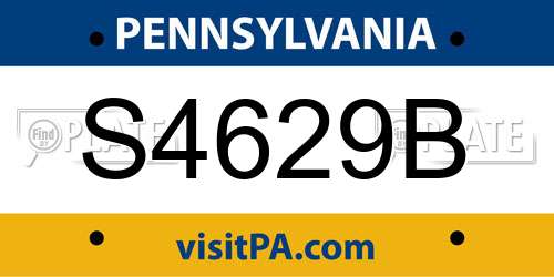 S4629B Pennsylvania License Plate