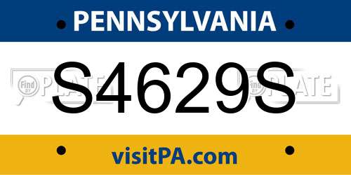 S4629S Pennsylvania License Plate
