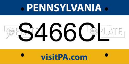 S466CL Pennsylvania License Plate