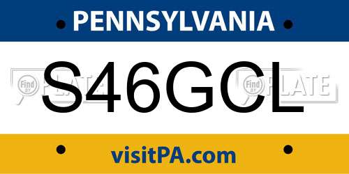 S46GCL Pennsylvania License Plate