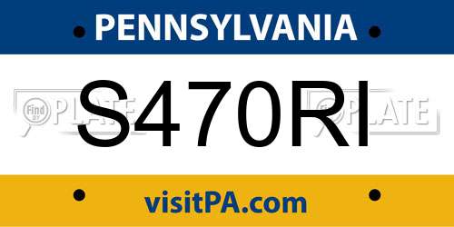 S470RI Pennsylvania License Plate