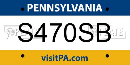S470SB Pennsylvania License Plate