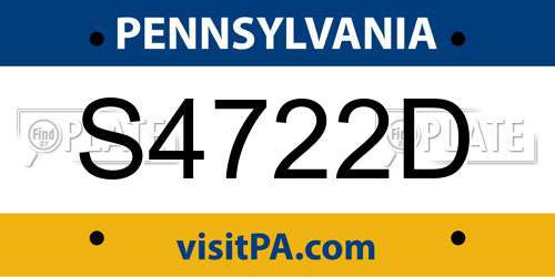 S4722D Pennsylvania License Plate
