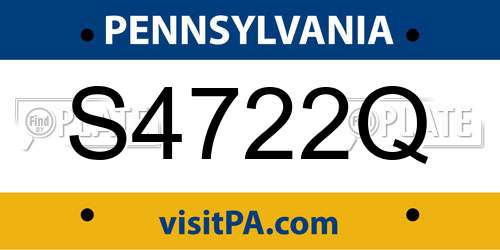 S4722Q Pennsylvania License Plate