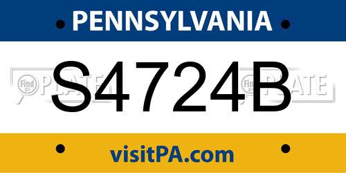 S4724B Pennsylvania License Plate