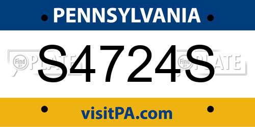 S4724S Pennsylvania License Plate
