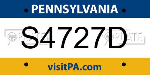 S4727D Pennsylvania License Plate
