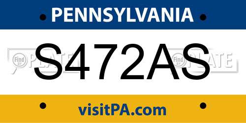 S472AS Pennsylvania License Plate