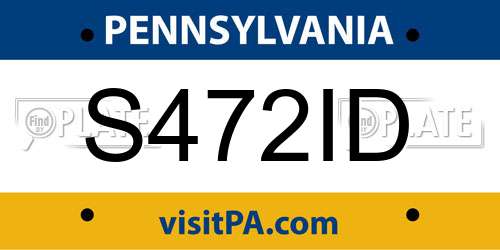 S472ID Pennsylvania License Plate