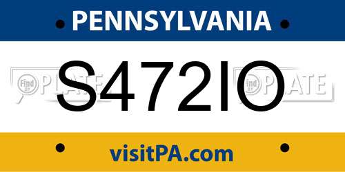 S472IO Pennsylvania License Plate