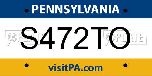 S472TO Pennsylvania License Plate