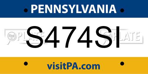 S474SI Pennsylvania License Plate