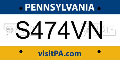S474VN Pennsylvania License Plate