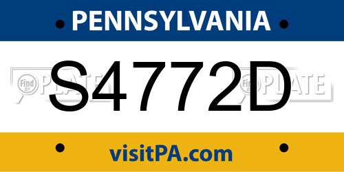 S4772D Pennsylvania License Plate